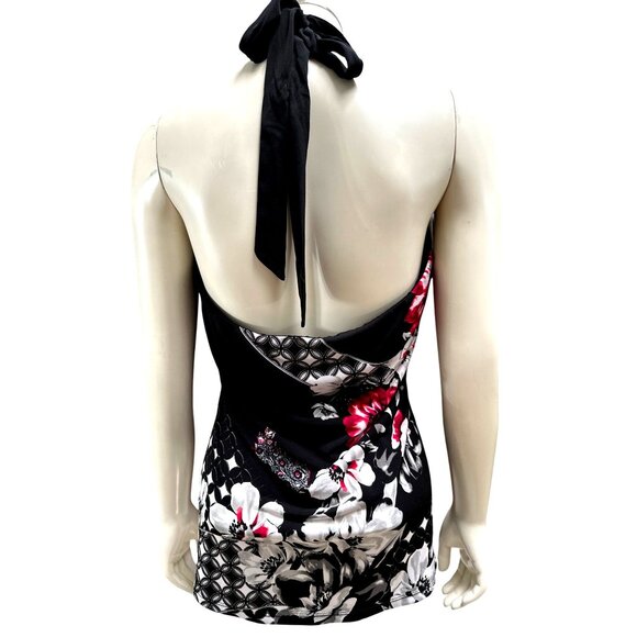 White House Black Market Halter Top Medium Floral Geometric Print Boho Chic - Picture 5 of 12